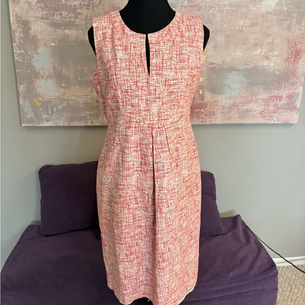 Chapter One Vintage Red & White Vintage Midi Dress Sleeveless Crew Neck Size 12